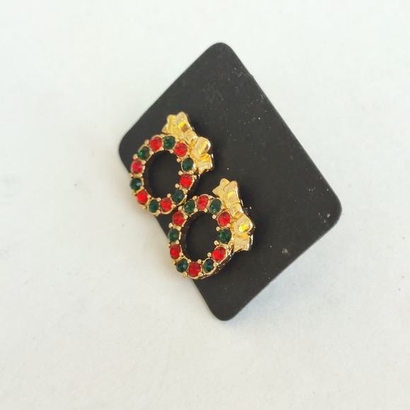 5/$25 Stocking Stuffer Sale Christmas Earrings WREATH Christmas Earrings HOLIDAY - Picture 2 of 8